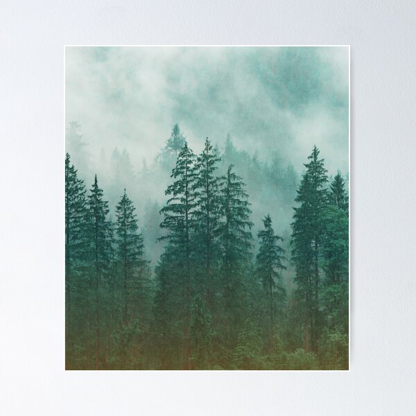 Item preview, Vintage Blue-Green Pinetrees Forest with Rising Mist designed and sold by CountyKent.