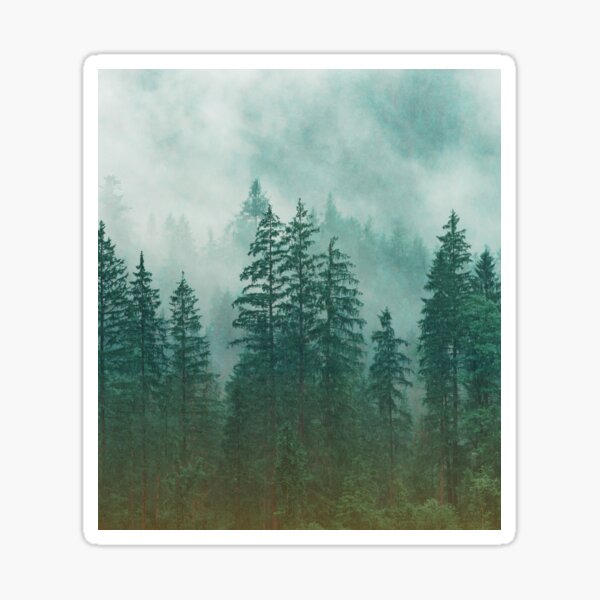 Item preview, Vintage Blue-Green Pinetrees Forest with Rising Mist designed and sold by CountyKent.