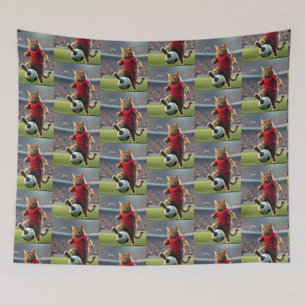 Item preview, cute cat football playing designed and sold by Dogandesighn.