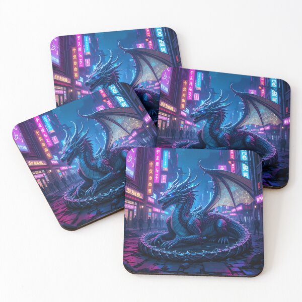 Item preview, Majestic Cyberpunk Dragon Resting in Neon City designed and sold by rajasekhark.