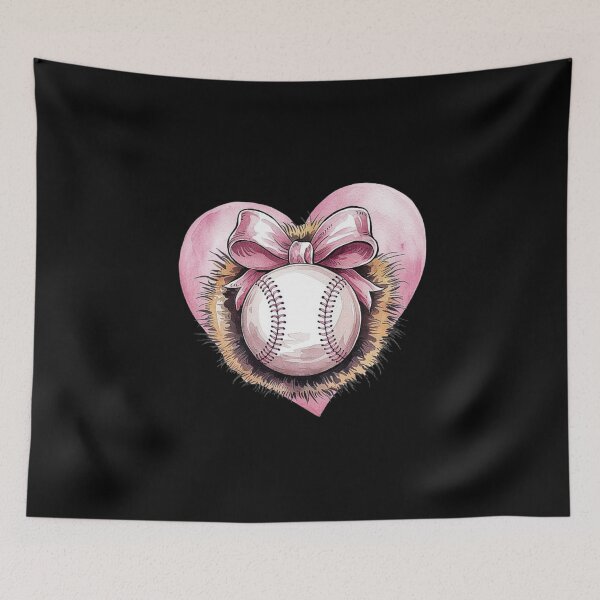 Item preview, Pink Baseball with Bow and Heart – Cute Softball Aesthetic designed and sold by love3617.