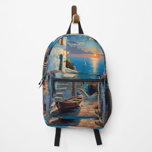 Item preview, White Seaside Houses – A Dreamy Coastal View designed and sold by Artistic canvas store.