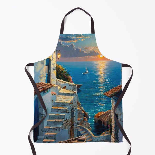 Item preview, White Seaside Houses – A Dreamy Coastal View designed and sold by Artistic canvas store.