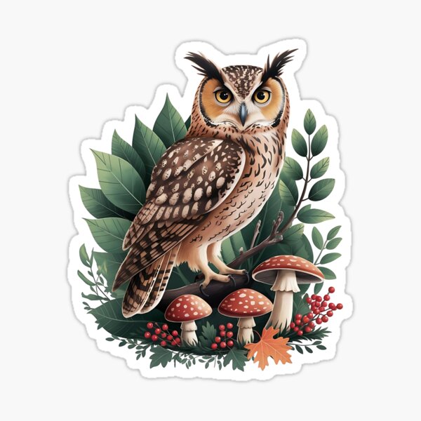 Item preview, Vintage Owl Cottagecore Aesthetic Mushroom designed and sold by Inner Vitality Designs.
