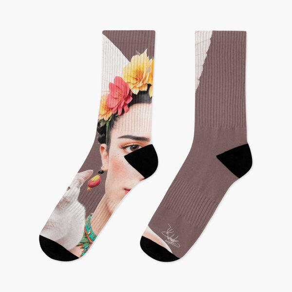 Item preview, Fantasy woman with cat and floral adornments designed and sold by Marimurmurprint.