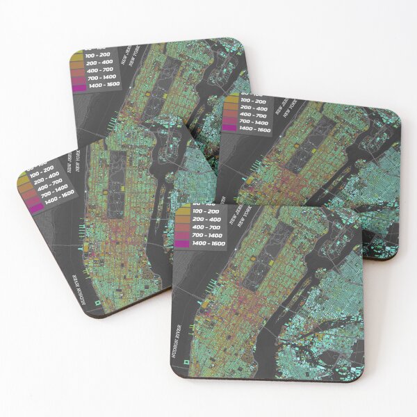 Item preview, New York City Building Height Map designed and sold by DreamingBeetle.
