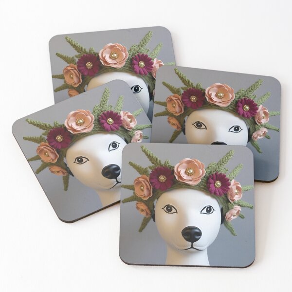 Item preview, Cute Dog head with flowers, funny dog meme, funny dog with flowers designed and sold by Cuteanimalgifts.