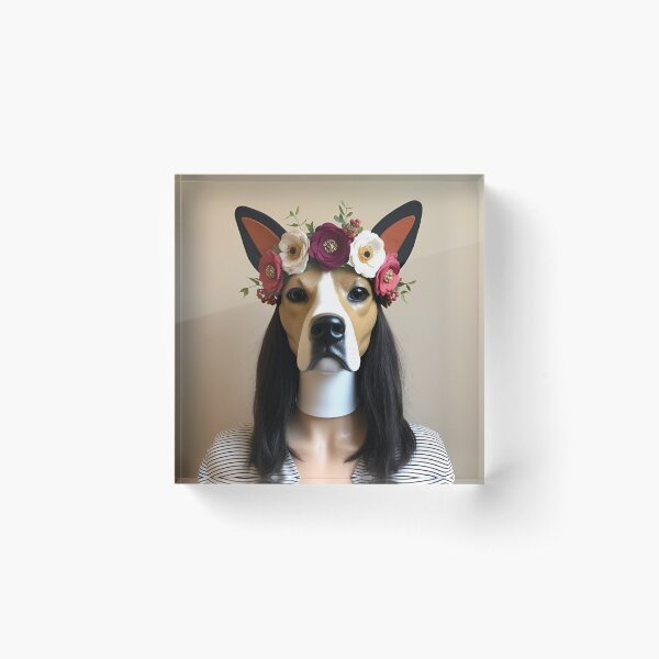 Item preview, Cute Dog head with flowers, funny dog meme, funny dog with flowers designed and sold by Cuteanimalgifts.