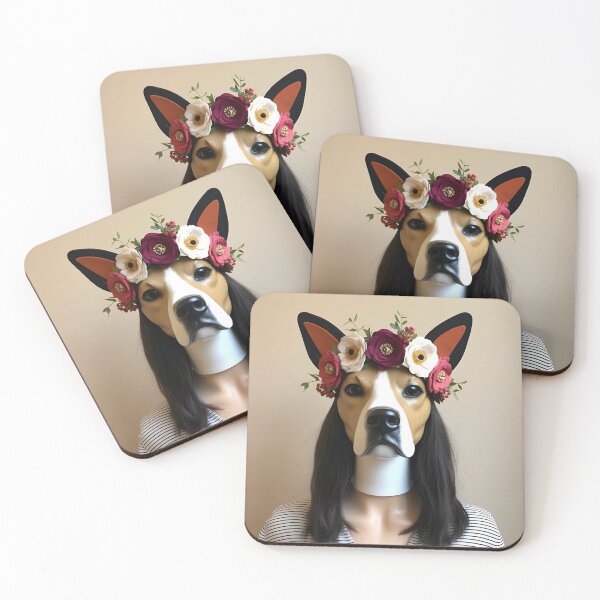 Item preview, Cute Dog head with flowers, funny dog meme, funny dog with flowers designed and sold by Cuteanimalgifts.