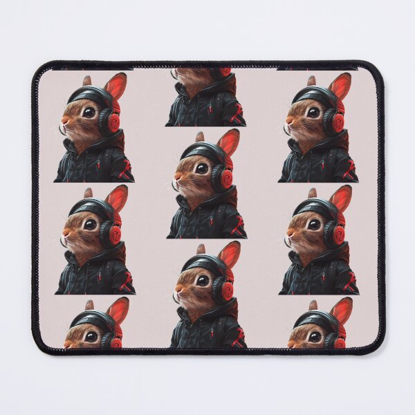 Item preview, Stylish rabbit in black hoodie and headphones digital artwork designed and sold by CreativeLarysa.