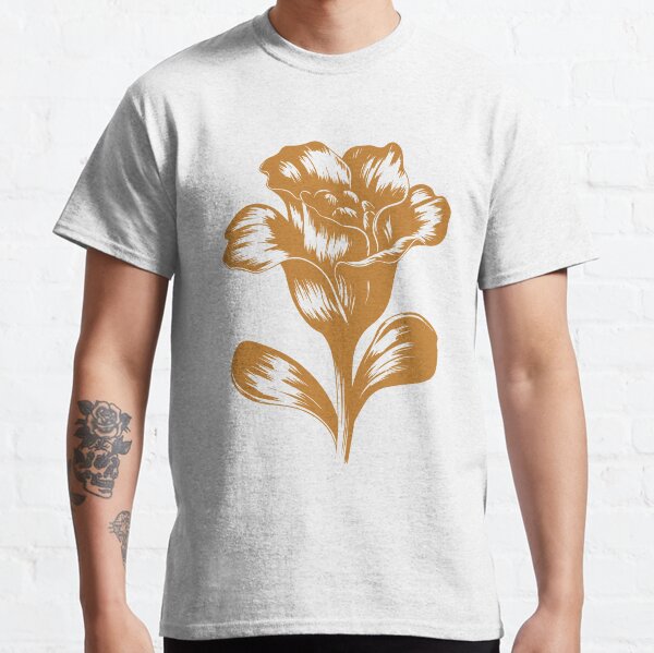 Item preview, Vintage Botanical Linocut in Mustard Gold designed and sold by OpalEllery.