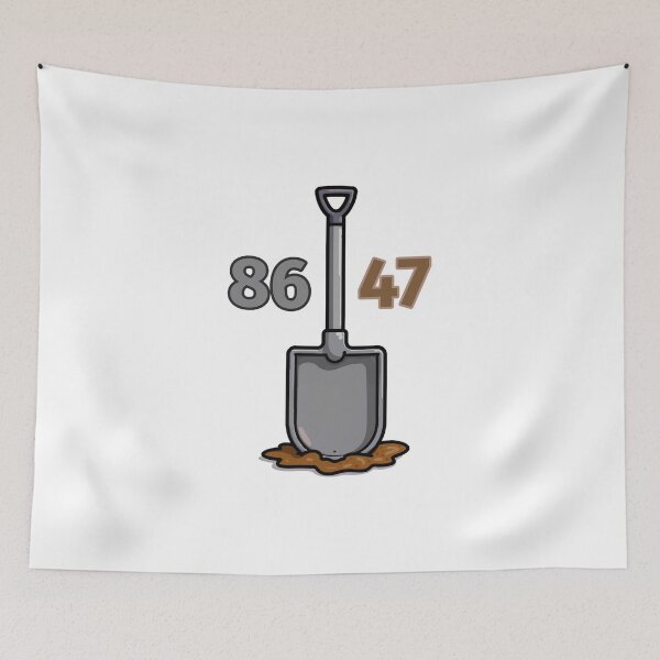 Item preview, 86 Get rid of 47 - between a shovel standing in a brown mass designed and sold by GuerillaDesign.