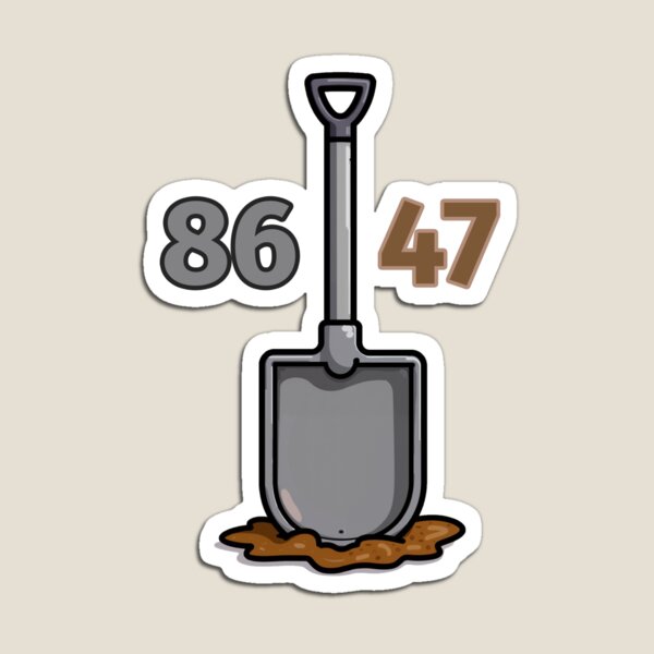 Item preview, 86 Get rid of 47 - between a shovel standing in a brown mass designed and sold by GuerillaDesign.