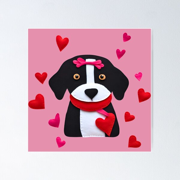 Item preview, Cute Craft Felt Dog and Love Hearts designed and sold by Happy Dog Doodles.