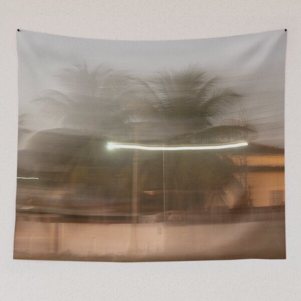 Item preview, blurred image of a house with coconut trees designed and sold by felipequeiroz.