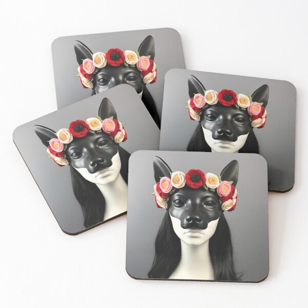 Item preview, Quirky Cute Dog head with flowers, funny dog meme, funny dog with flowers designed and sold by Cuteanimalgifts.