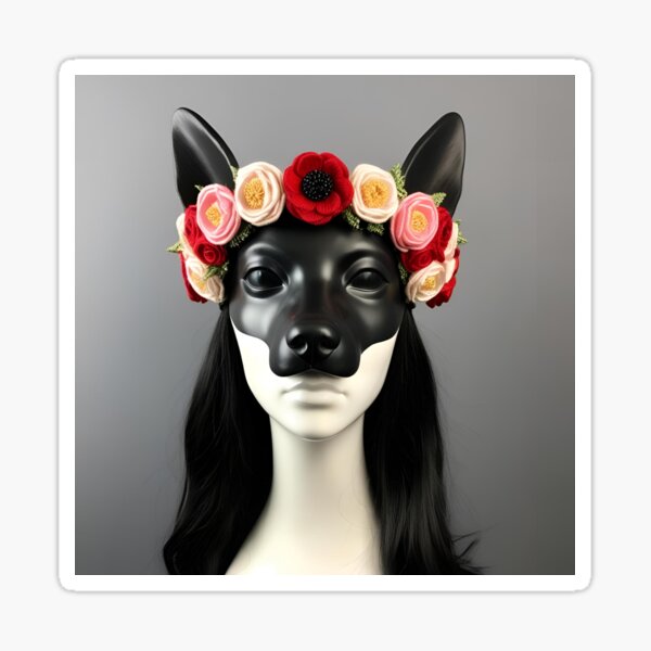 Item preview, Quirky Cute Dog head with flowers, funny dog meme, funny dog with flowers designed and sold by Cuteanimalgifts.