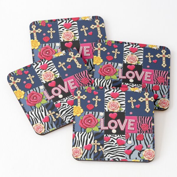 Item preview, Love floral denim collage Patchwork design  designed and sold by Roxburylane.