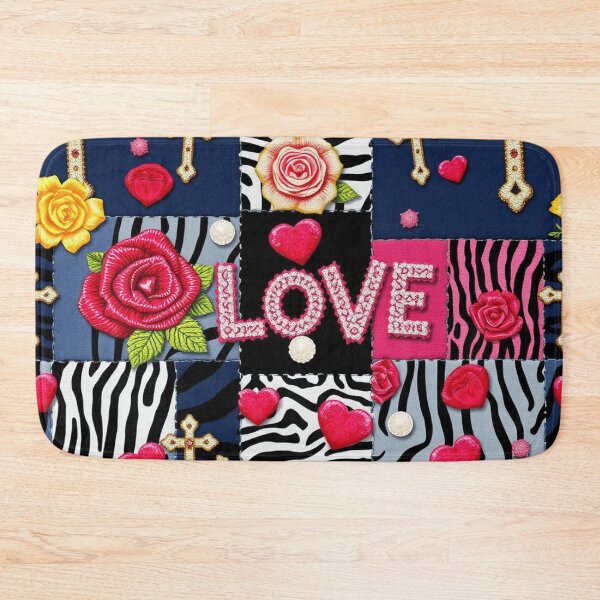 Item preview, Love floral denim collage Patchwork design  designed and sold by Roxburylane.