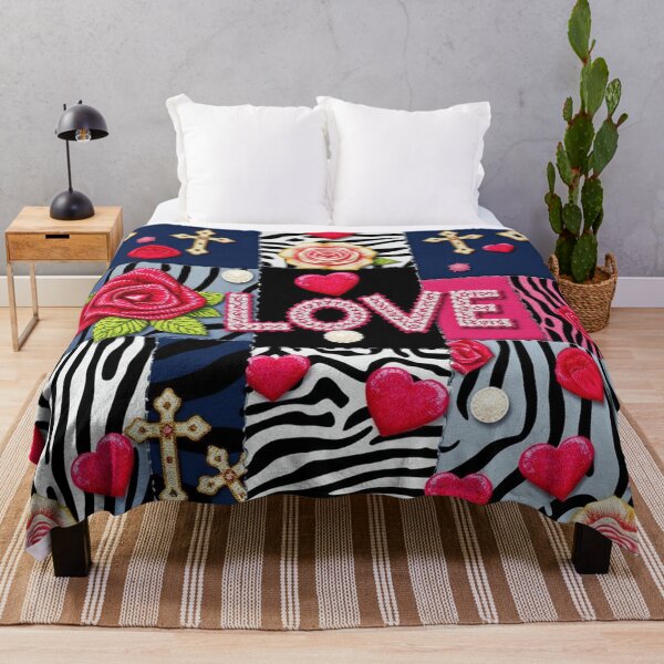 Item preview, Love floral denim collage Patchwork design designed and sold by Roxburylane.