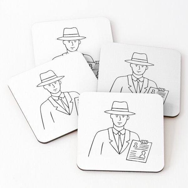 Item preview, A detective-style inspector holding a document with a list of wanted persons designed and sold by rasagamastore.