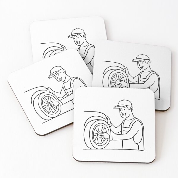 Item preview, A mechanic installing a new tire on a car designed and sold by rasagamastore.