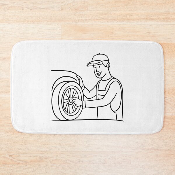 Item preview, A mechanic installing a new tire on a car designed and sold by rasagamastore.