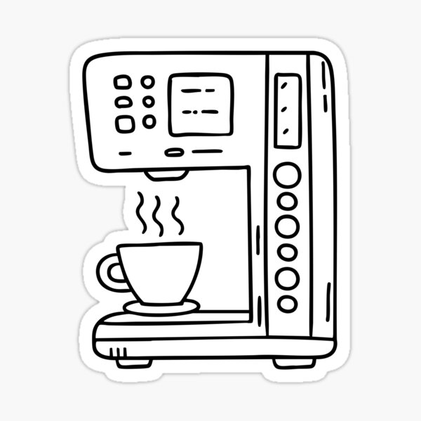 Vista previa del artículo con la obra «Máquina expendedora de café instantáneo con taza y vapor ascendente», diseñado y vendido por rasagamastore.