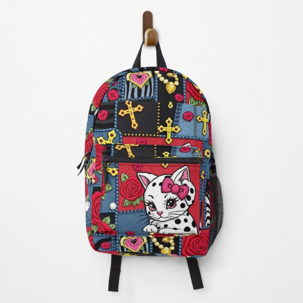 Item preview, Denim and kitty Patchwork pattern print designed and sold by Roxburylane.
