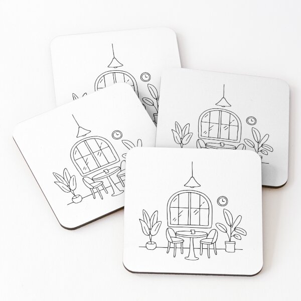Item preview, A cozy café with wooden tables, plants, and a rustic interior vibe designed and sold by rasagamastore.
