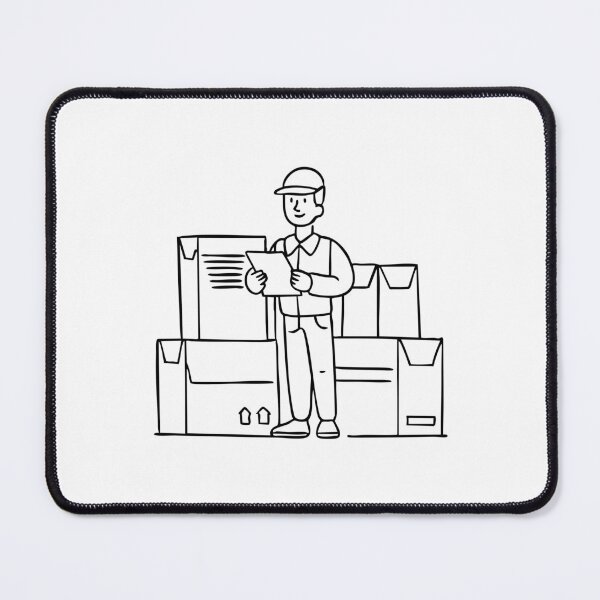 Item preview, A worker checking inventory of cardboard boxes in a stockroom designed and sold by rasagamastore.