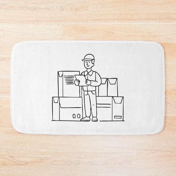 Item preview, A worker checking inventory of cardboard boxes in a stockroom designed and sold by rasagamastore.