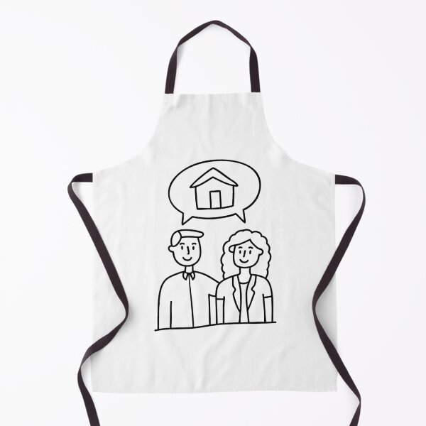 Item preview, Una pareja mira una casa en una burbuja de chat, considerándola como una inversión inmobiliaria. designed and sold by rasagamastore.