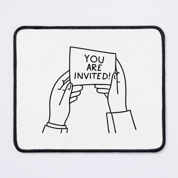 Item preview, A hand holding a card with the words You are invited written on it designed and sold by rasagamastore.