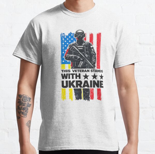 Item preview, This Veteran Stands With Ukraine T-Shirt | Support Ukraine Veteran Military Solidarity Merchandise designed and sold by PillowShop ⭐⭐⭐⭐⭐.