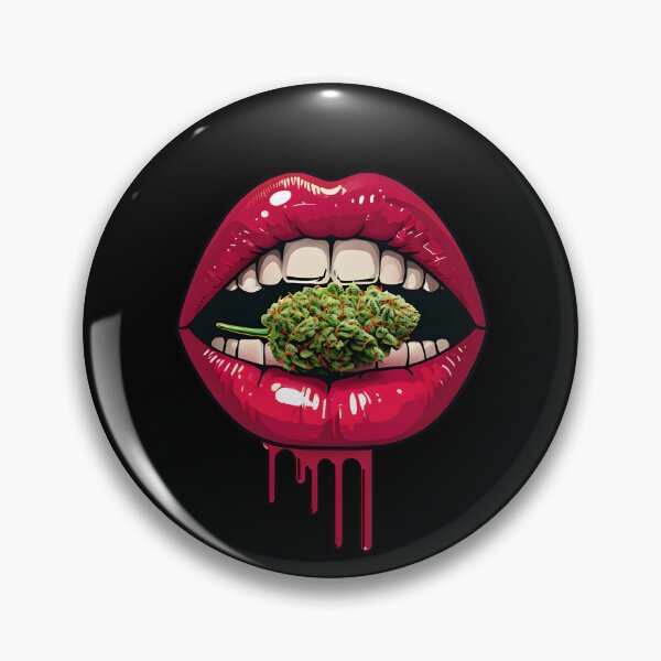 Item preview, lips biting a marijuana bud designed and sold by EccentricsByE.