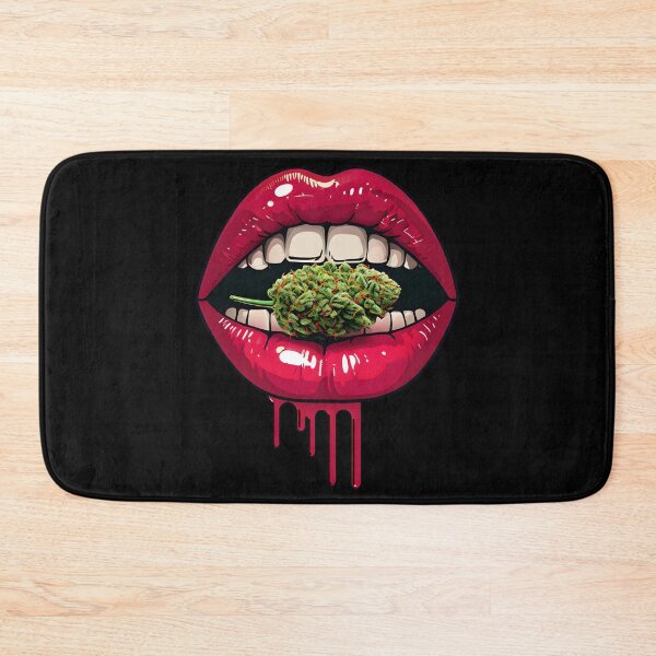 Item preview, lips biting a marijuana bud designed and sold by EccentricsByE.