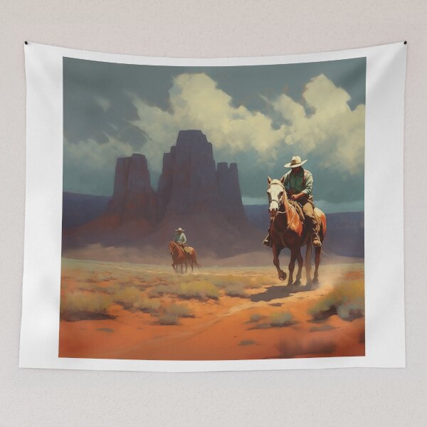 Item preview, The desert riders. Original oil artwork. Cowboy western painting. Digital art Print. Poster. Home Decor. designed and sold by organicflowart.
