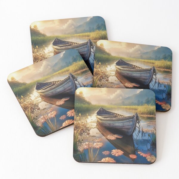 Item preview, Boat in the Reeds, Rural Art Print, designed and sold by ArtPixs.