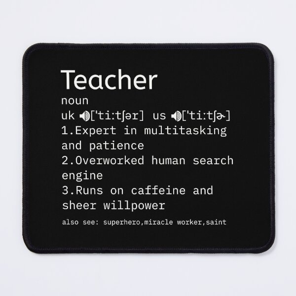Item preview, Teacher Definition | Funny Gift for Teacher | White on Black Text designed and sold by Hype & Hue.