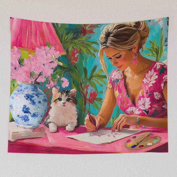 Item preview, Grandmillennial art, Artists at work, whimsical art designed and sold by SophieClimaArt.
