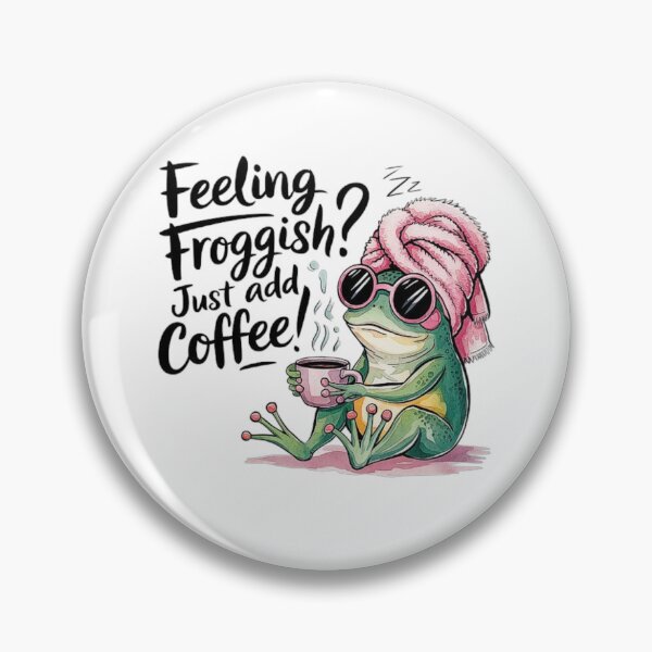 Item preview, Funny Frog Coffee Lover – Cute Sleepy Frog with Coffee Cup designed and sold by love3617.