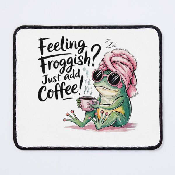 Item preview, Funny Frog Coffee Lover – Cute Sleepy Frog with Coffee Cup designed and sold by love3617.