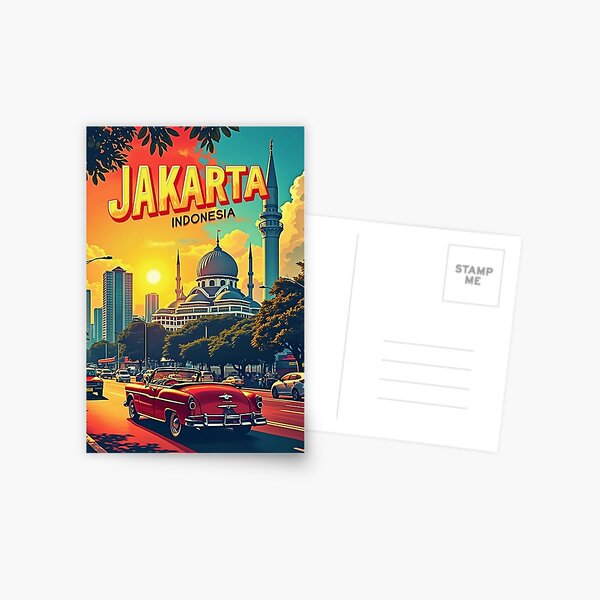 Item preview, Digital Retro Pop Art Poster of Jakarta, Indonesia | Vibrant Cityscape Art | Urban Skyline Wall Decor | Jakarta Travel  designed and sold by PaintedPixels01.