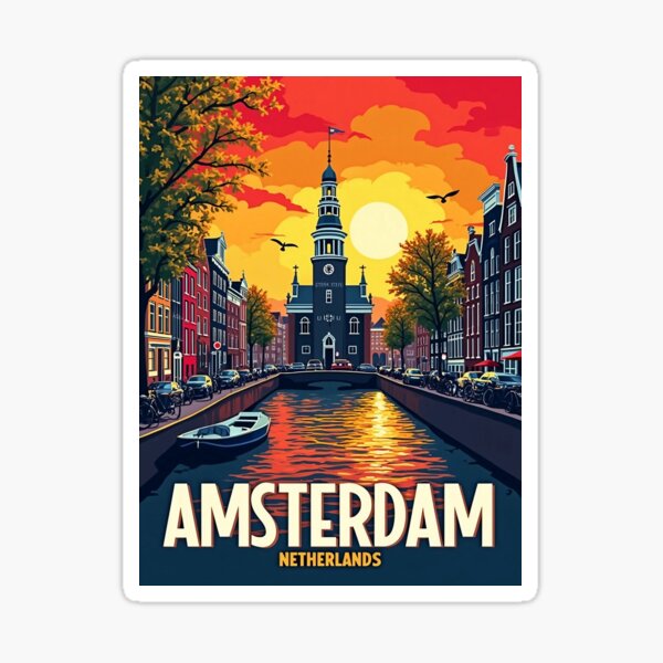 Artikel-Vorschau von Digitales Retro-Pop-Art-Poster von Amsterdam, Niederlande | Vintage-Reisekunst | Farbenfrohes niederländisches Stadtbild | Moderne Pop-Art, designt und verkauft von PaintedPixels01.