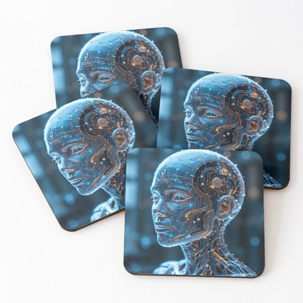 Item preview, Humanoid AI with Translucent Face & Glowing Circuits designed and sold by rajasekhark.