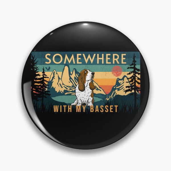 Item preview, Somewhere With My Basset Vintage Hiking Gift designed and sold by Guarddogdrive.
