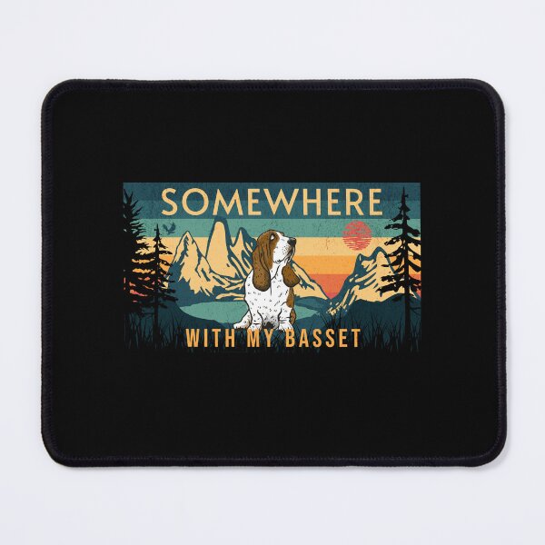 Item preview, Somewhere With My Basset Vintage Hiking Gift designed and sold by Guarddogdrive.