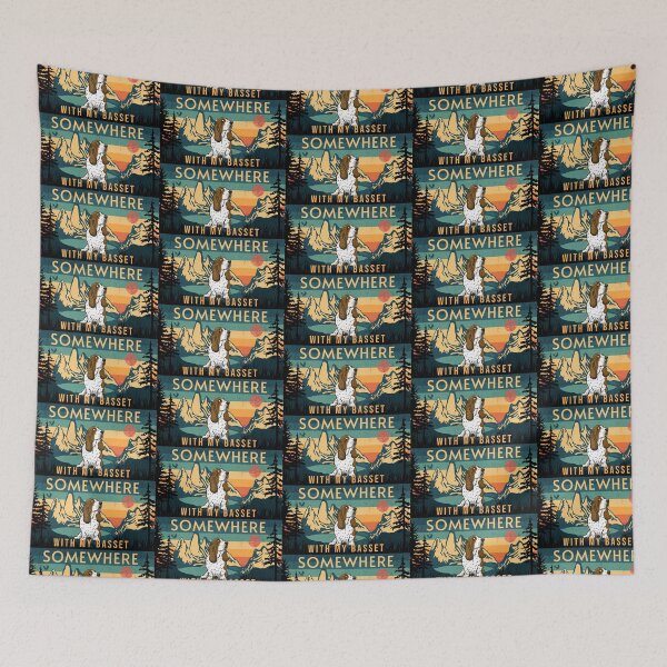 Item preview, Somewhere With My Basset Vintage Hiking Gift designed and sold by Guarddogdrive.