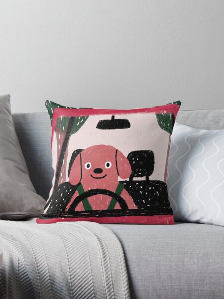 Item preview, cute dog driving a red car designed and sold by ArtZombieStore.
